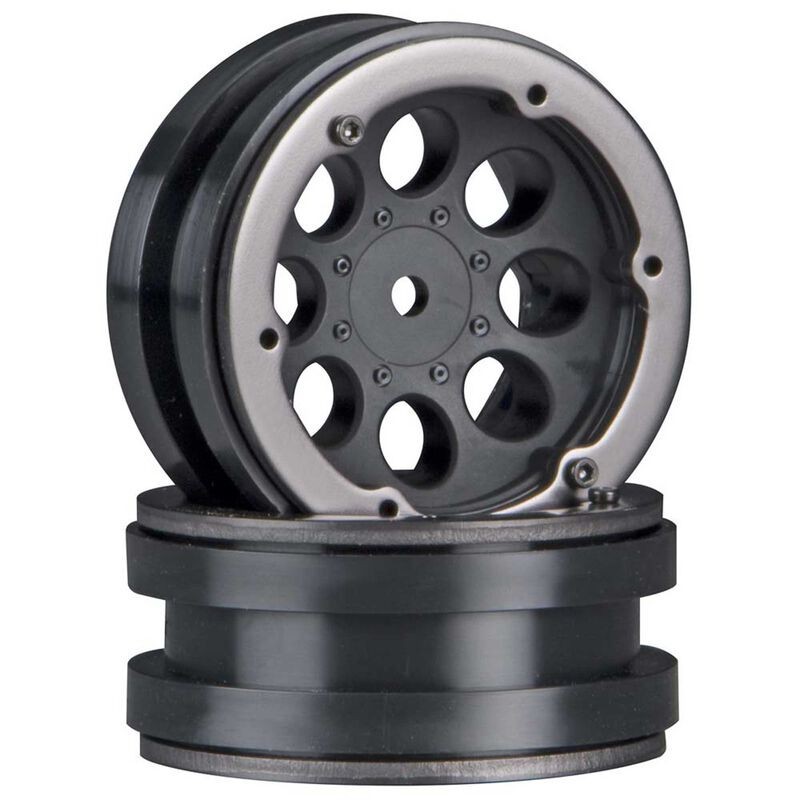 AX8087 8-Hole 1.9 Beadlock Wheel Black (2)