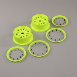 Wheel & Beadlock Set, Flo Yellow (2): 5ive-T 2.0