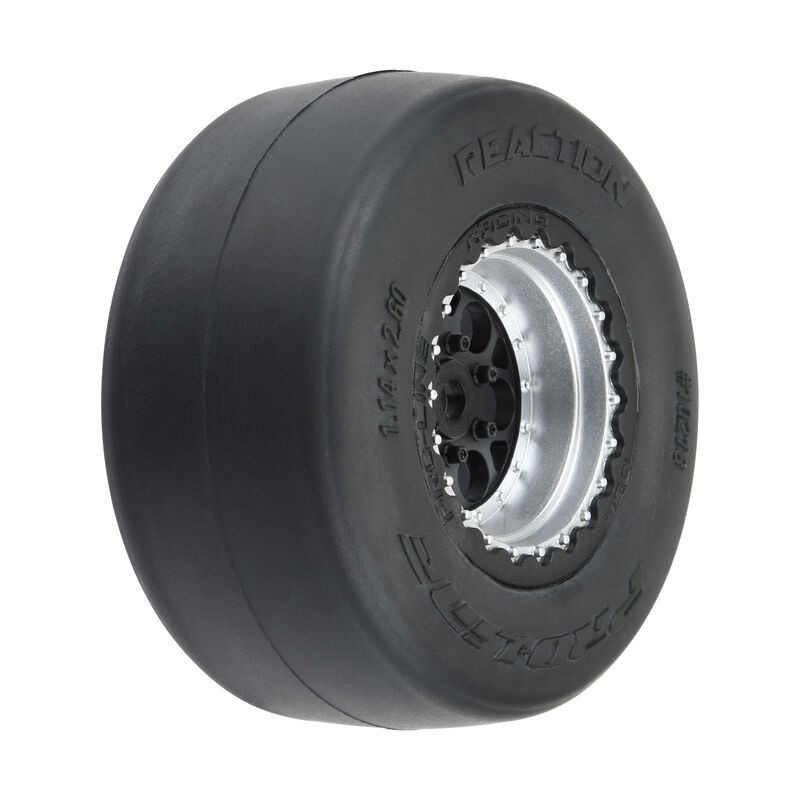 1/16 Reaction Rr Tires MTD 7mm Blk/Sil:MiniDrag(2)